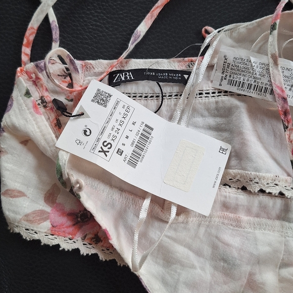 Zara Floral Tie Crop Top - Picture 9 of 13